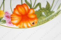 Set of six dinner plates in Limoges china by Raynaud for Denby pattern English Garden decorated with polychromes flowers and bugs photo-6