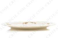 Six assiettes plates en porcelaine de Limoges de la maison Bernardaud modèle Reine Elisabeth orné d oiseaux de paradis et de branchages or photo-3