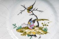 Set of six dinner plates in china of Limoges by Bernardaud pattern Sceaux, decorated with a polychrome couple of pheasants photo-3