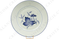 Série de six assiettes plates en porcelaine de Limoges de la maison Haviland et Parlon modèle Shangaï bleu orient orné de fleurs en camaïeu de bleus photo-2