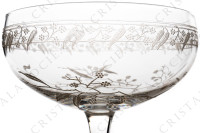 Série de six coupes à Champagne en cristal de Baccarat forme 4529 gravure Mimosa, orné de branches de mimosa et d une frise gravées photo-5