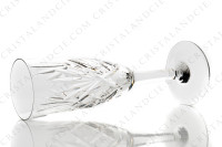 Set of six Champagne flutes in crystal by Saint-Louis pattern Chantilly with an important cut pattern photo-3