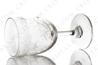 Série de six verres à Porto n°5 en cristal de Baccarat forme 4529 gravure Mimosa, orné de branches de mimosa et d une frise gravées photo-3