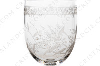 Série de six verres à Porto n°5 en cristal de Baccarat forme 4529 gravure Mimosa, orné de branches de mimosa et d une frise gravées photo-6