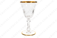 Série de six verres à vin rouge n°3 en cristal de Saint-Louis modèle Lozère B or présentant décor de biseaux taillés, un pied creux taillé et des filets or photo-2