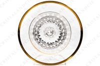 Série de six verres à vin rouge n°3 en cristal de Saint-Louis modèle Lozère B or présentant décor de biseaux taillés, un pied creux taillé et des filets or photo-6