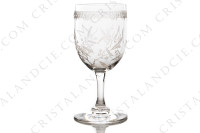 Série de six verres à vin blanc n°4 en cristal de Baccarat forme 4529 gravure Mimosa, orné de branches de mimosa et d une frise gravées photo-2