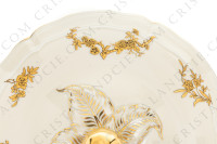 Soupière en porcelaine de Limoges de la maison Bernardaud modèle Reine Elisabeth orné d oiseaux de paradis et de branchages or photo-5