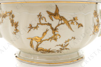 Soupière en porcelaine de Limoges de la maison Bernardaud modèle Reine Elisabeth orné d oiseaux de paradis et de branchages or photo-7