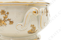 Soupière en porcelaine de Limoges de la maison Bernardaud modèle Reine Elisabeth orné d oiseaux de paradis et de branchages or photo-8