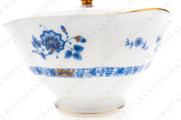 Sucrier en porcelaine de Limoges de la maison Haviland modèle Arbre bleu forme Lutèce orné d un arbre fleuri pourpre et jaune en son centre, de frises végétales et d un liseré or photo-4