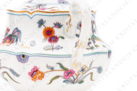 Sugar bowl in Limoges china by Haviland pattern Golden Quails decorated with quails and roosters, butterflies and polychromes flowers enhanced with gold photo-3