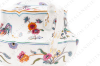Sugar bowl in Limoges china by Haviland pattern Golden Quails decorated with quails and roosters, butterflies and polychromes flowers enhanced with gold photo-4