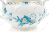 Sucrier en porcelaine de Limoges de la maison Haviland modèle Nankin à décor de fleurs en camaïeu de bleus et rehauts or photo-3