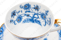 Tasse à café en porcelaine de Limoges de la maison Haviland modèle Arbre bleu forme Lutèce orné d un arbre fleuri pourpre et jaune en son centre, de frises végétales et d un liseré or photo-3