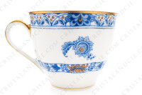 Tasse à café en porcelaine de Limoges de la maison Haviland modèle Arbre bleu forme Lutèce orné d un arbre fleuri pourpre et jaune en son centre, de frises végétales et d un liseré or photo-6