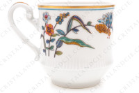 Coffee cup in Limoges china by Haviland pattern Golden Quails decorated with quails and roosters, butterflies and polychromes flowers enhanced with gold photo-6