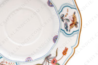 Coffee cup in Limoges china by Haviland pattern Golden Quails decorated with quails and roosters, butterflies and polychromes flowers enhanced with gold photo-9