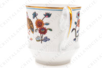 Coffee cup in Limoges china by Haviland pattern Golden Quails decorated with quails and roosters, butterflies and polychromes flowers enhanced with gold photo-3