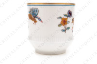 Coffee cup in Limoges china by Haviland pattern Golden Quails decorated with quails and roosters, butterflies and polychromes flowers enhanced with gold photo-5