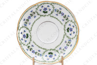 Coffee cup in Limoges china by Bernardaud pattern Barbeaux decorated with a polychrome frieze of cornflowers and gold borders photo-7
