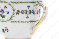 Coffee cup in Limoges china by Bernardaud pattern Barbeaux decorated with a polychrome frieze of cornflowers and gold borders photo-4