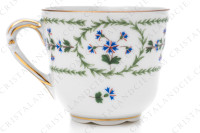 Coffee cup in Limoges china by Bernardaud pattern Barbeaux decorated with a polychrome frieze of cornflowers and gold borders photo-5