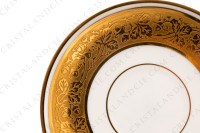 Tasse à café sur pied en porcelaine de Limoges décorée par René Caire, ornée de larges frises en incrustations or et de filets or photo-7