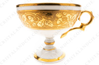 Tasse à café sur pied en porcelaine de Limoges décorée par René Caire, ornée de larges frises en incrustations or et de filets or photo-3