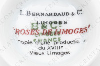 Coffee cup in Limoges china by Bernardaud pattern Roses de Limoges decorated with friezes of pink roses, with roses in medallion and gold friezes photo-11