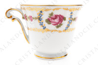 Coffee cup in Limoges china by Bernardaud pattern Roses de Limoges decorated with friezes of pink roses, with roses in medallion and gold friezes photo-5