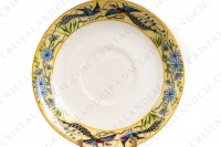 Tea cup in Limoges china by William Guerin and Cie decorated with a polychrome frieze of flowers and birds of paradise photo-6