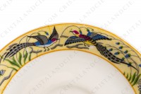 Tea cup in Limoges china by William Guerin and Cie decorated with a polychrome frieze of flowers and birds of paradise photo-7