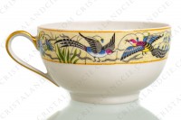 Tea cup in Limoges china by William Guerin and Cie decorated with a polychrome frieze of flowers and birds of paradise photo-5