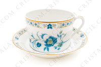 Tasse à thé en porcelaine de Limoges de la maison Haviland modèle Nankin à décor de fleurs en camaïeu de bleus et rehauts or photo-2