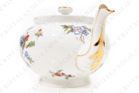 Breakfast set in Limoges china by Bernardaud pattern Condé decorated with polychromes birds of paradise and flowers photo-13