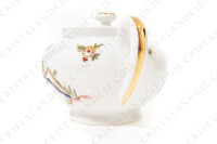 Breakfast set in Limoges china by Bernardaud pattern Condé decorated with polychromes birds of paradise and flowers photo-15