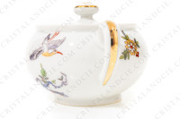 Breakfast set in Limoges china by Bernardaud pattern Condé decorated with polychromes birds of paradise and flowers photo-18