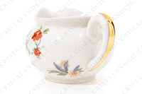 Breakfast set in Limoges china by Bernardaud pattern Condé decorated with polychromes birds of paradise and flowers photo-21