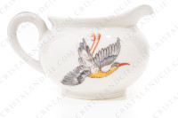 Breakfast set in Limoges china by Bernardaud pattern Condé decorated with polychromes birds of paradise and flowers photo-22