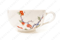 Breakfast set in Limoges china by Bernardaud pattern Condé decorated with polychromes birds of paradise and flowers photo-4