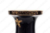 Vase in china by Sevres decorated with gold flowers on a colbalt blue background on the belly and with gold vegetable friezes on the foot and the neck photo-5