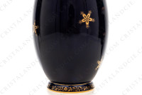 Vase in china by Sevres decorated with gold flowers on a colbalt blue background on the belly and with gold vegetable friezes on the foot and the neck photo-7
