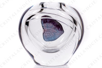 Vase en cristal de Daum modèle Florilège orné d un papillon en pâte de verre bleu et mauve photo-3
