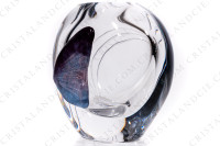 Vase en cristal de Daum modèle Florilège orné d un papillon en pâte de verre bleu et mauve photo-4
