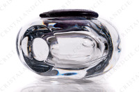 Vase en cristal de Daum modèle Florilège orné d un papillon en pâte de verre bleu et mauve photo-5