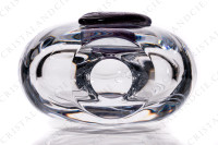 Vase en cristal de Daum modèle Florilège orné d un papillon en pâte de verre bleu et mauve photo-7