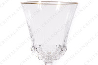 Verre à vin rouge n°3 en cristal de Saint-Louis modèle Apollo or présentant un important décor taillé et des filets or photo-3