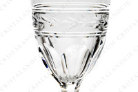 Verre à vin blanc n°4 en cristal de Baccarat modèle Jonzac orné de pans coupés et d une frise de lauriers sur la paraison, la jambe est ornée d une bague et une étoile décore le pied photo-3