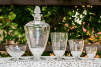Verre à vin blanc n°4 en cristal de Lalique modèle Nippon ornés de frises de perles sur la paraison photo-7